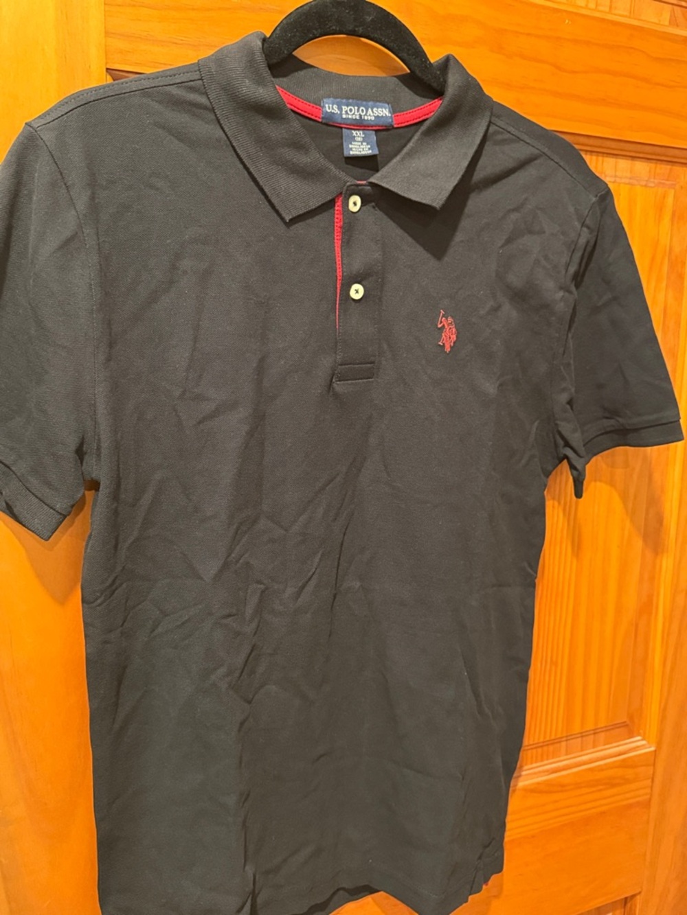 U.S. Polo Assn. Black Polo with Red Logo and Red Trim